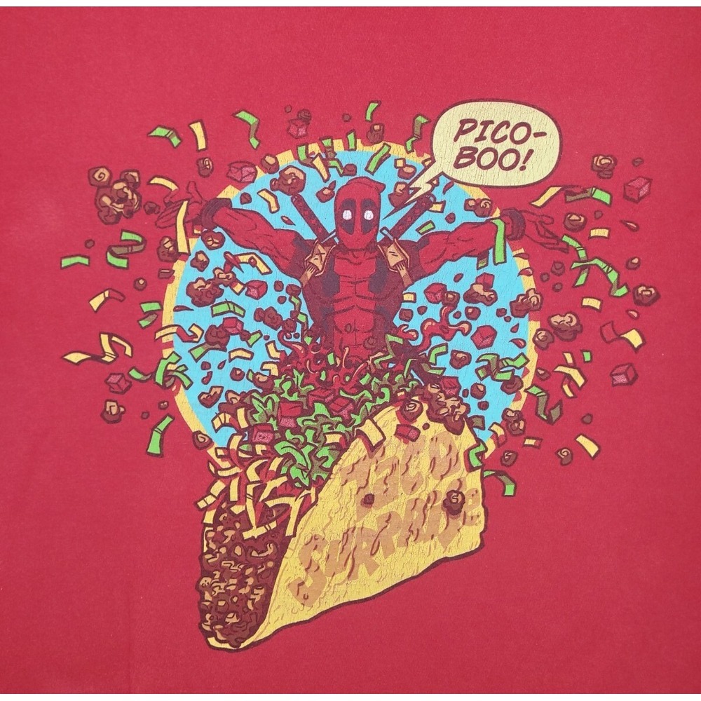Loot Crate Marvel Deadpool Pico Boo Taco Surprise Red Graphic Tee Men's Size L